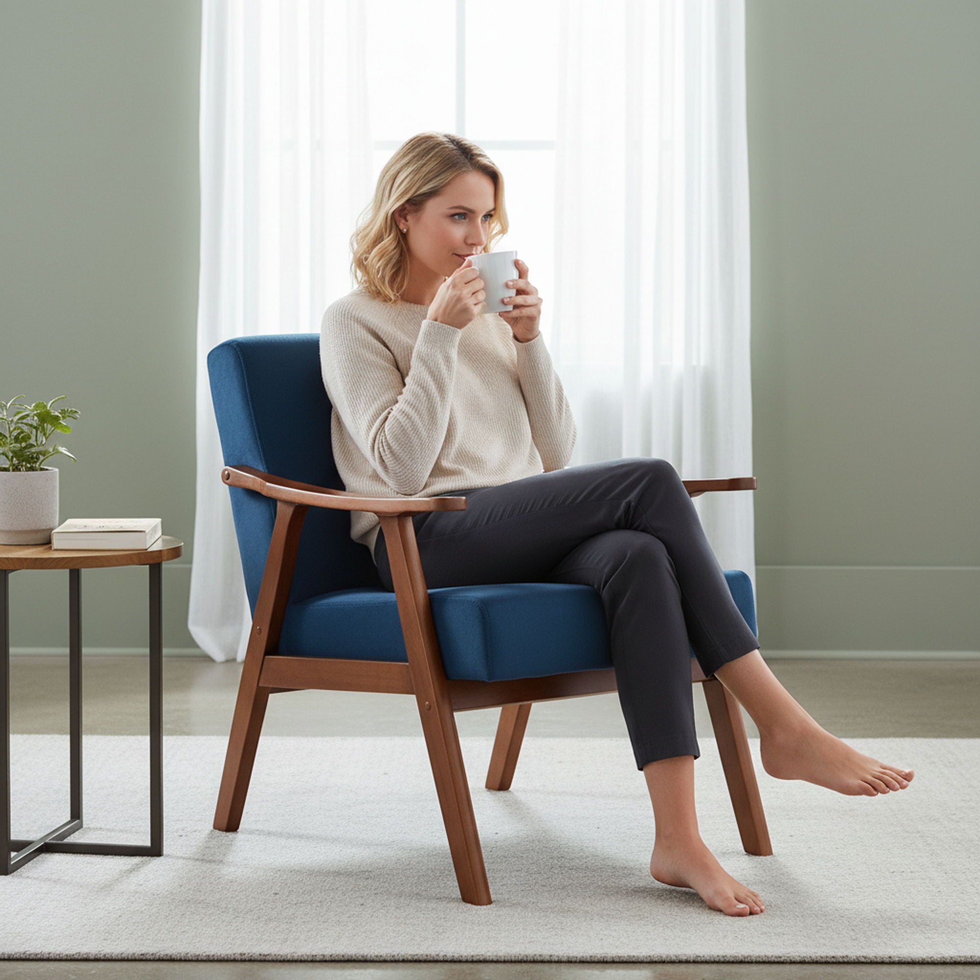 Accent Chair, Classic Mid Century Modern For Extra Seating