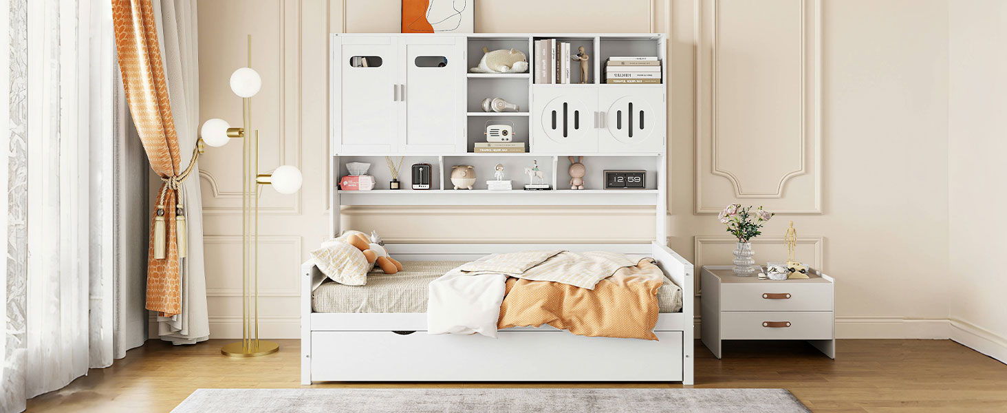 Daybed & All-In-One Cabinet And Shelf