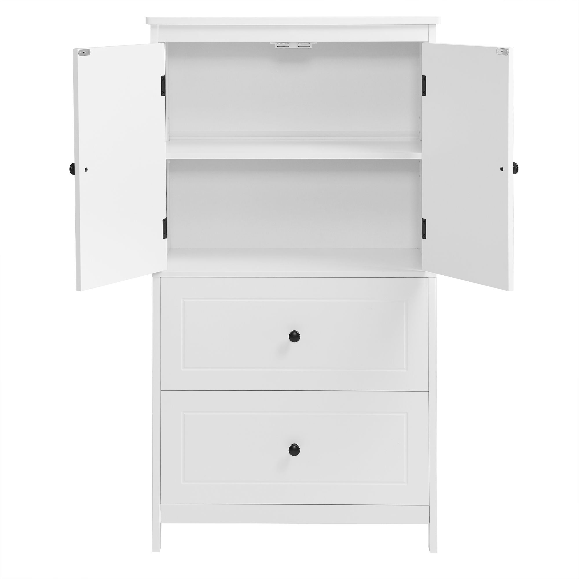 Bathroom Storage Cabinet With 2 Doors And Drawers, Adjustable Shelf