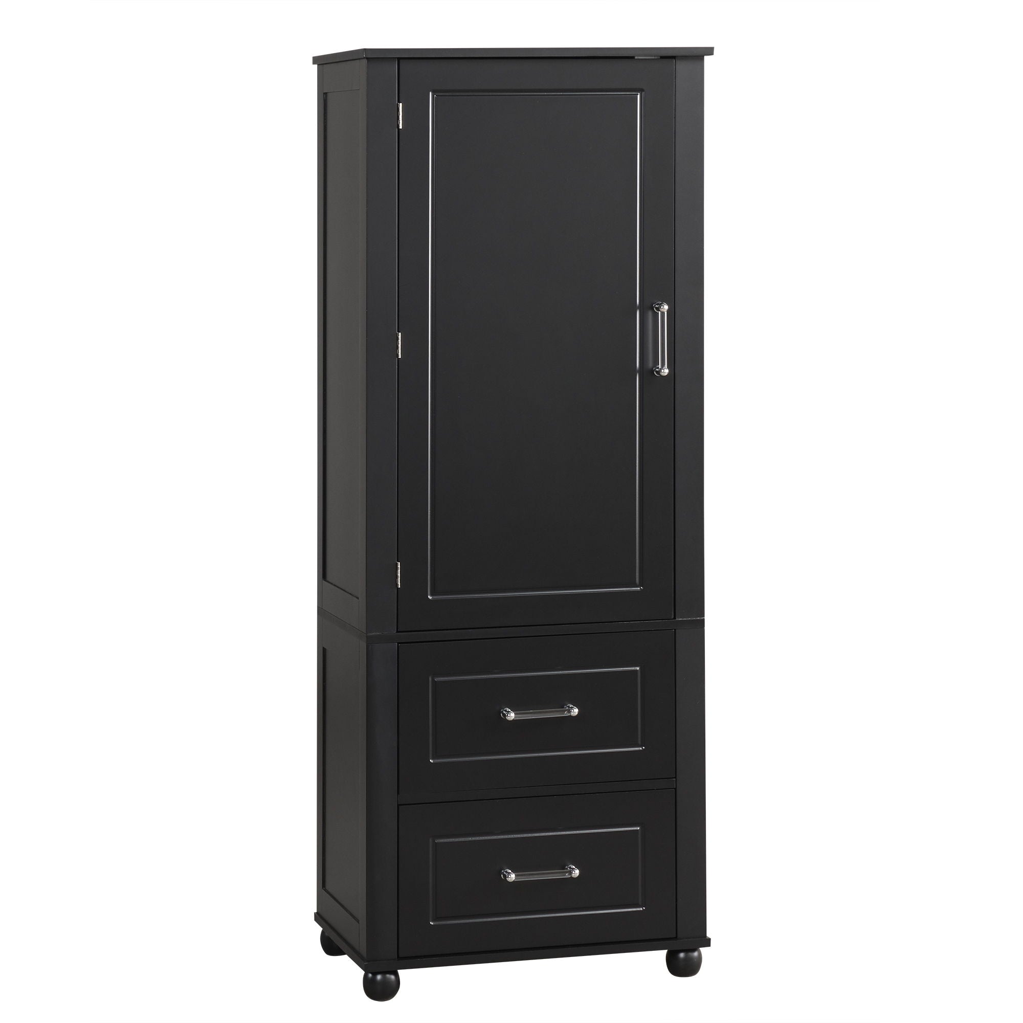 Tall Freestanding Bathroom Storage Cabinet With 2 Drawers And Adjustable Shelf