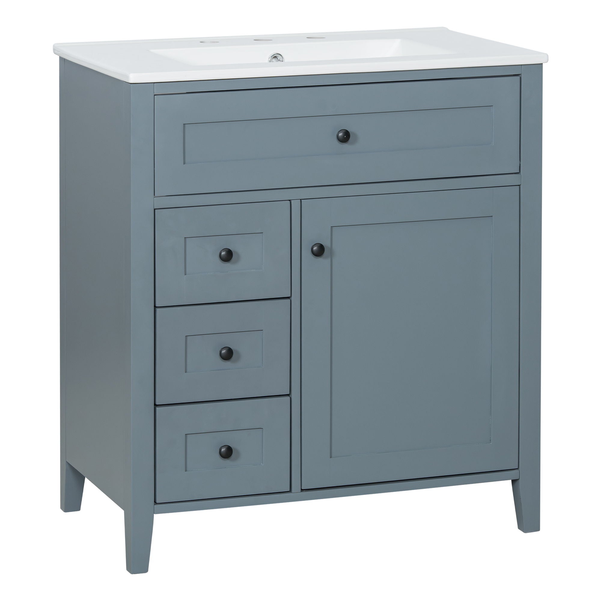 Modern Bathroom Vanity With Sink, 3 Drawers And Adjustable Shelf