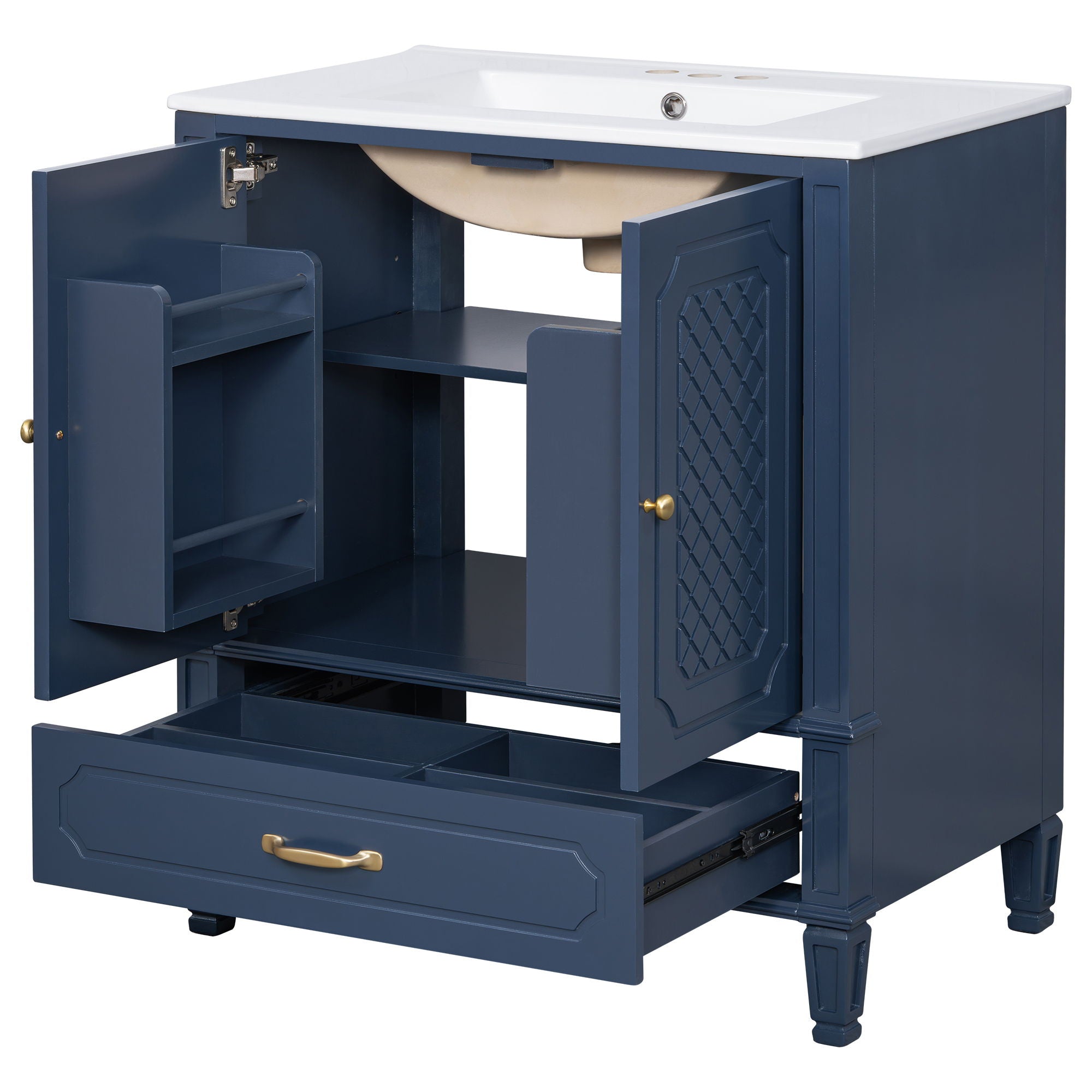 Bathroom Vanity With Sink, Soft Closing Door, Multi Functional Storage