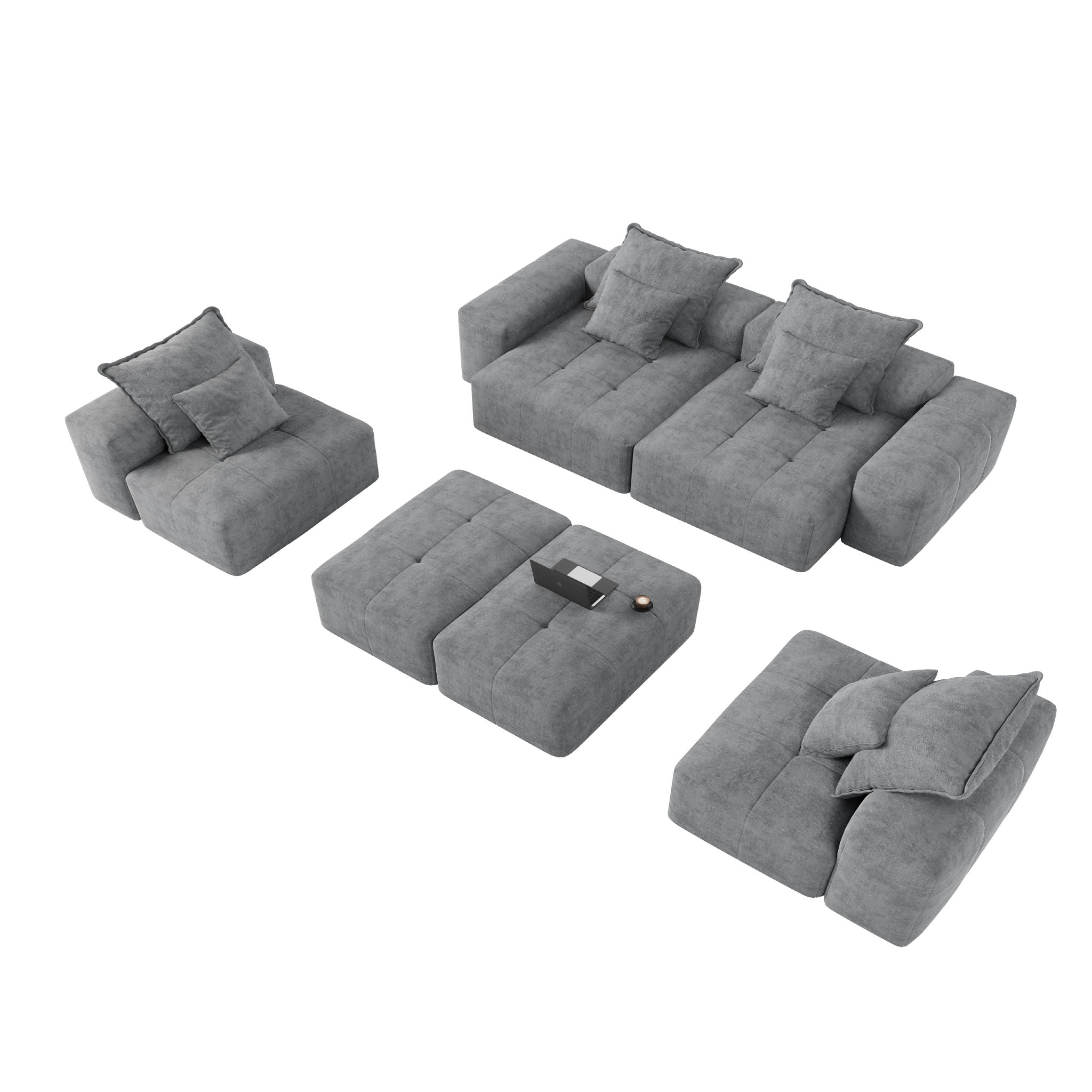 Modern Oversized Diy Combination Modular Sectional Sofa With Pillows