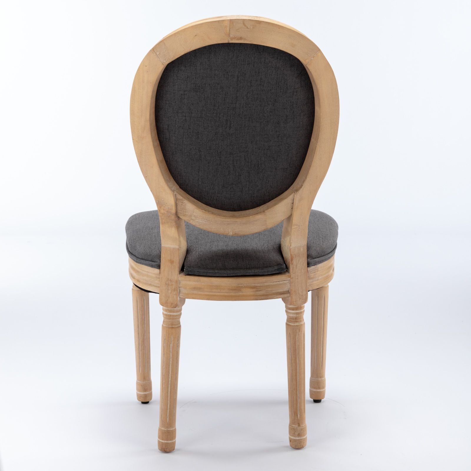 French Style Solid Wood Frame Antique Painting Fabric Back Dining Chair (Set of 2)