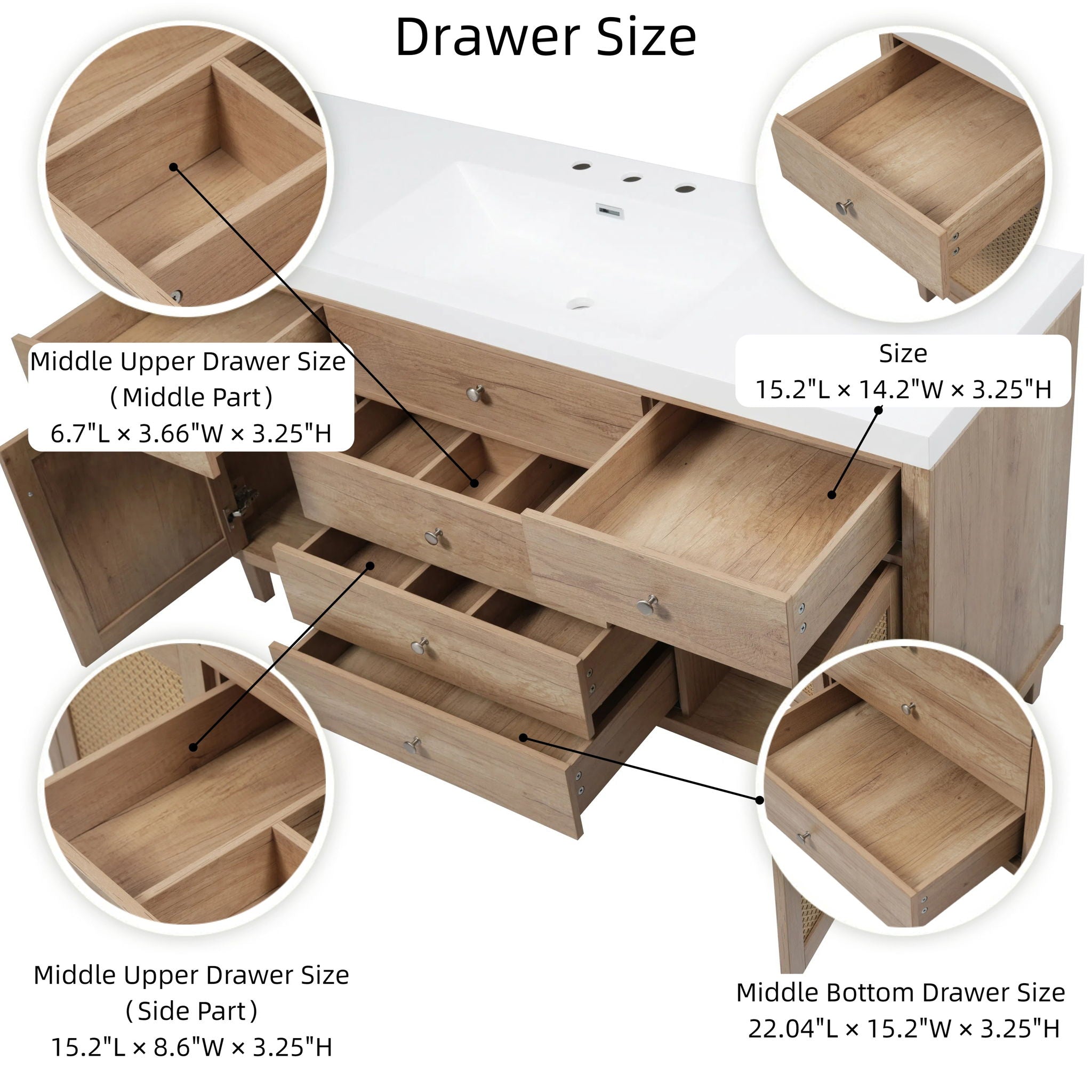 Modern Bathroom Vanity With Sink, Soft Close Drawers