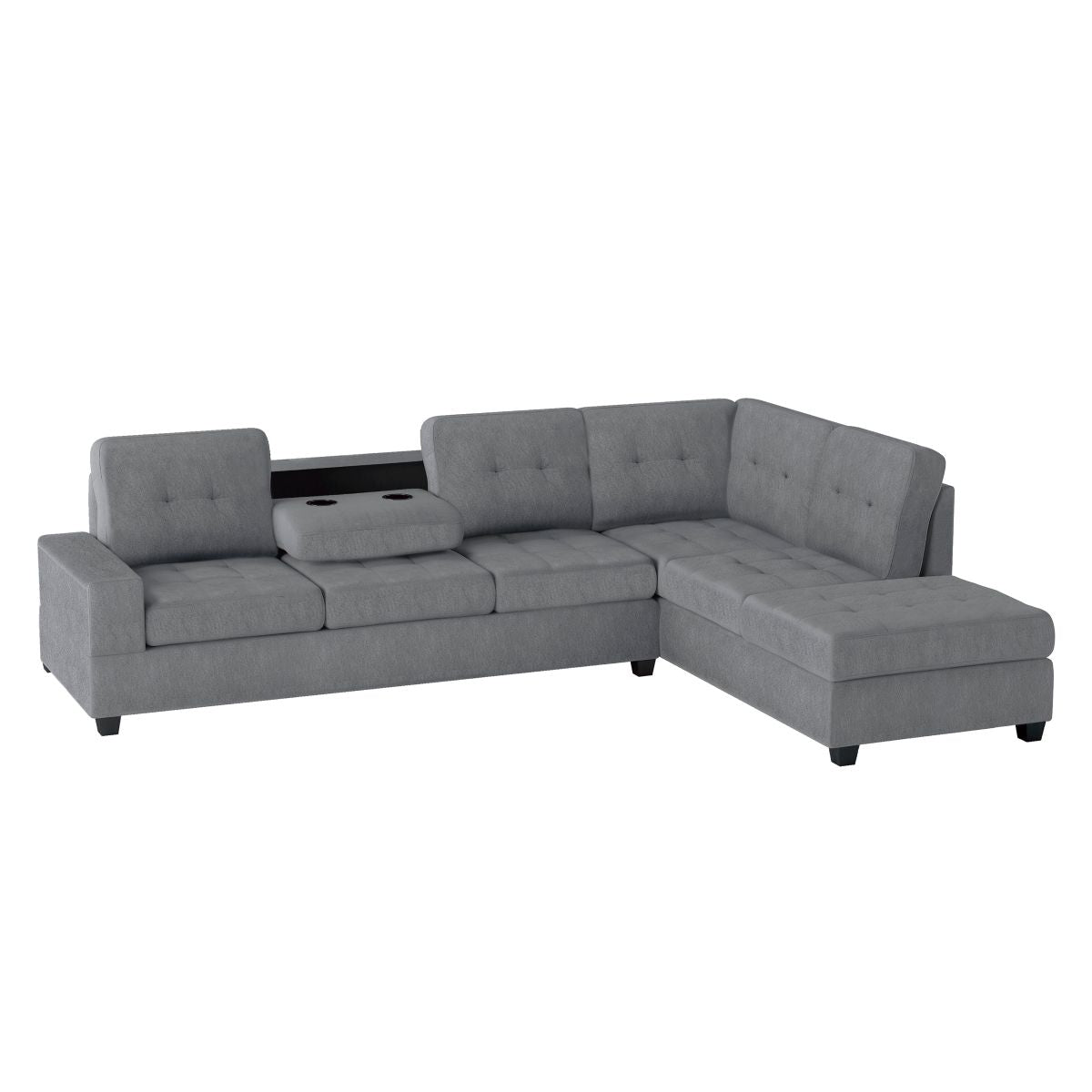Maston - 3 Piece Reversible Sectional With Drop-Down Cup Holders And Storage Ottoman