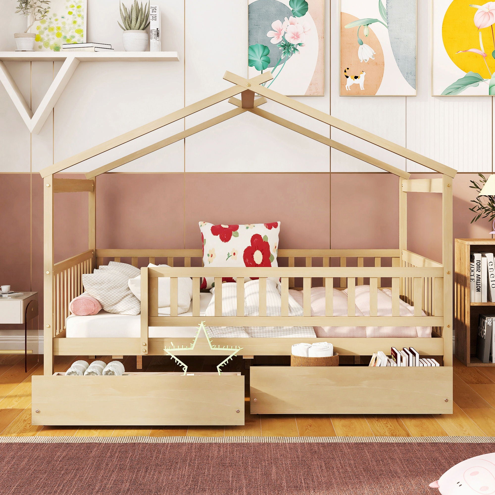 House Bed With 2 Drawers