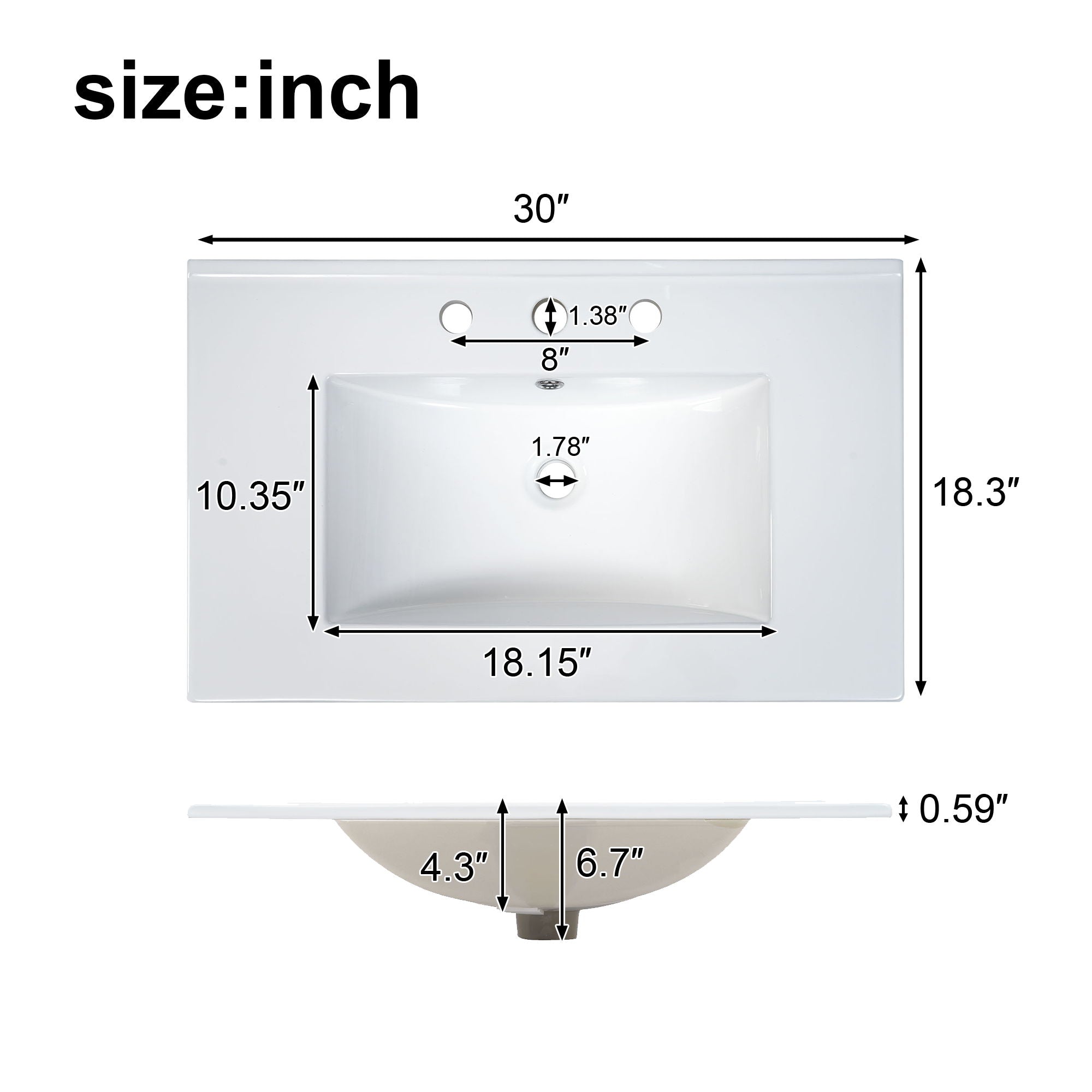 Bathroom Vanity With Flip Drawer, 2 Soft Close Doors, Adjustable Shelf And Ceramic Sink