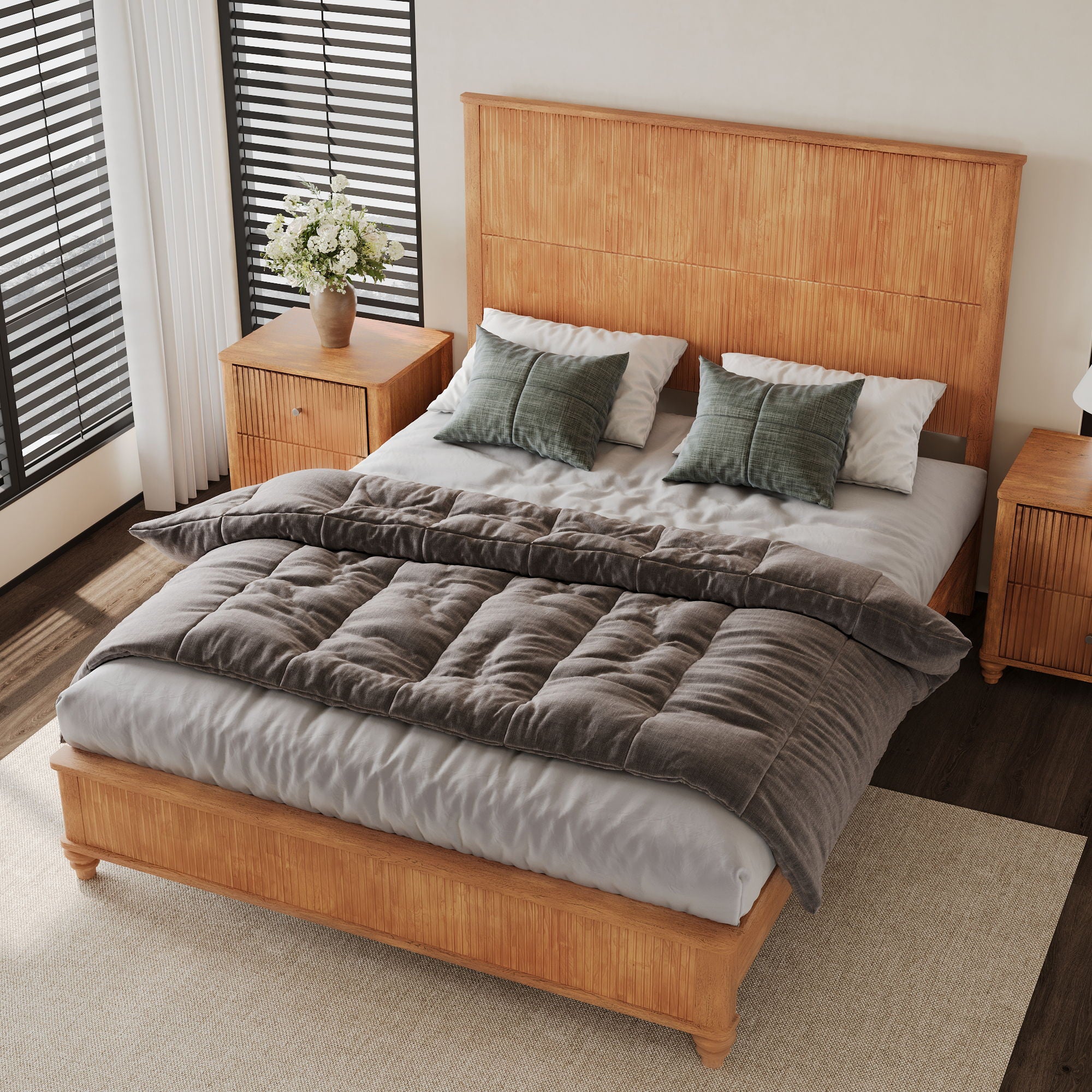 Platform Bed Frame & Tall Headboard