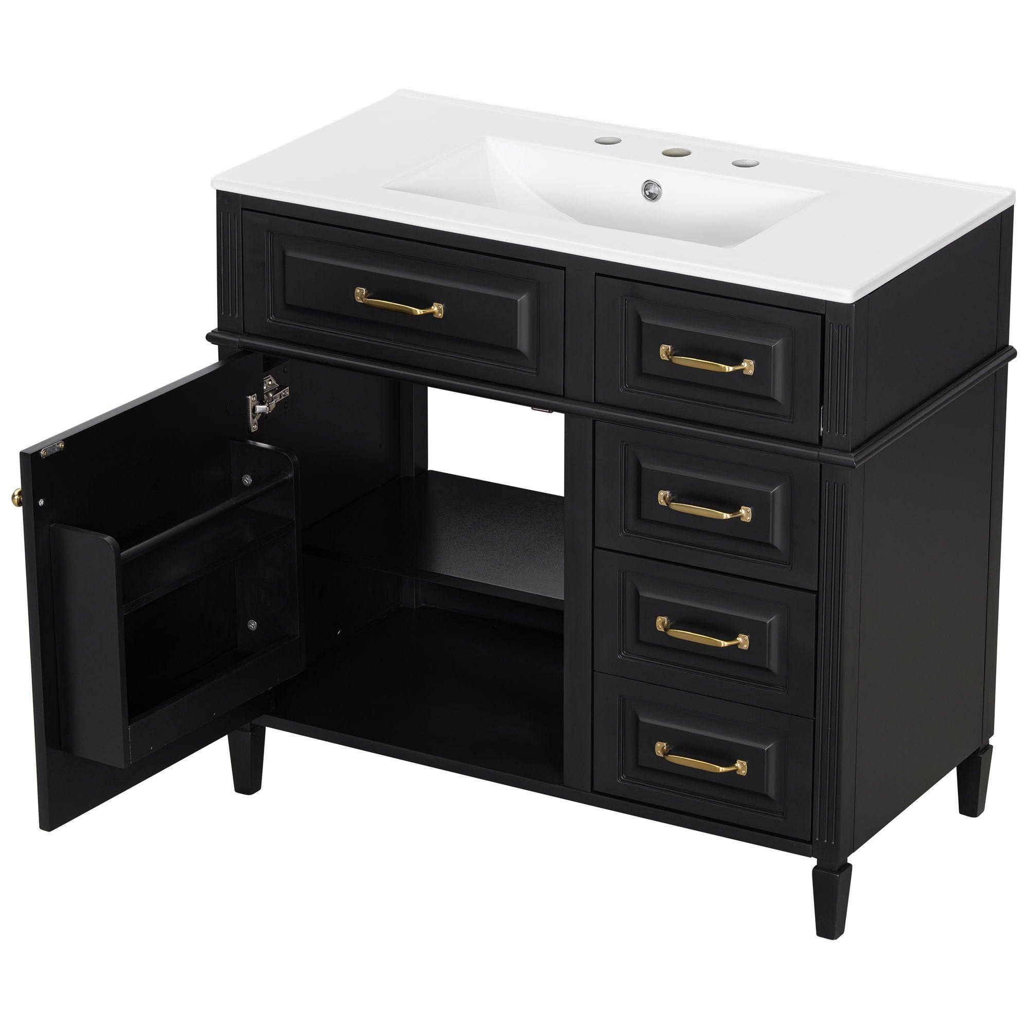 Modern Bathroom Vanity With Sink Top, Flip Drawer Design