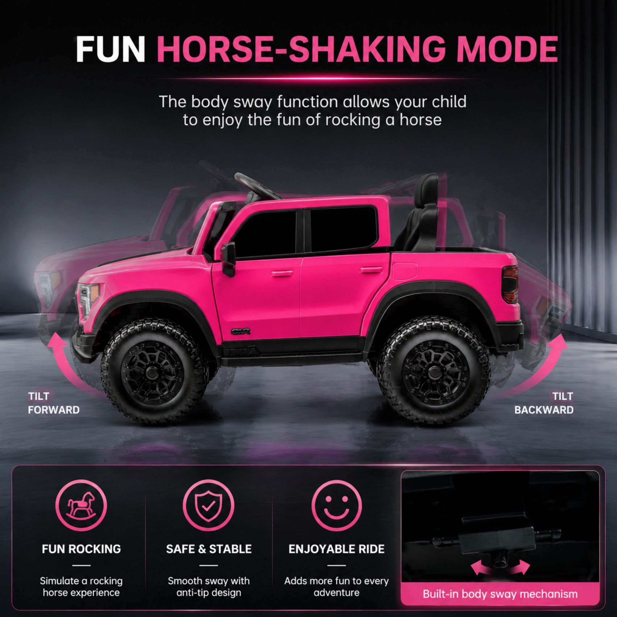 12V Kids Ride On Car With Remote Control, 4 Wheel Shock Absorption, Multifunctional Music Player Perfect Gift For Toddlers - Pink