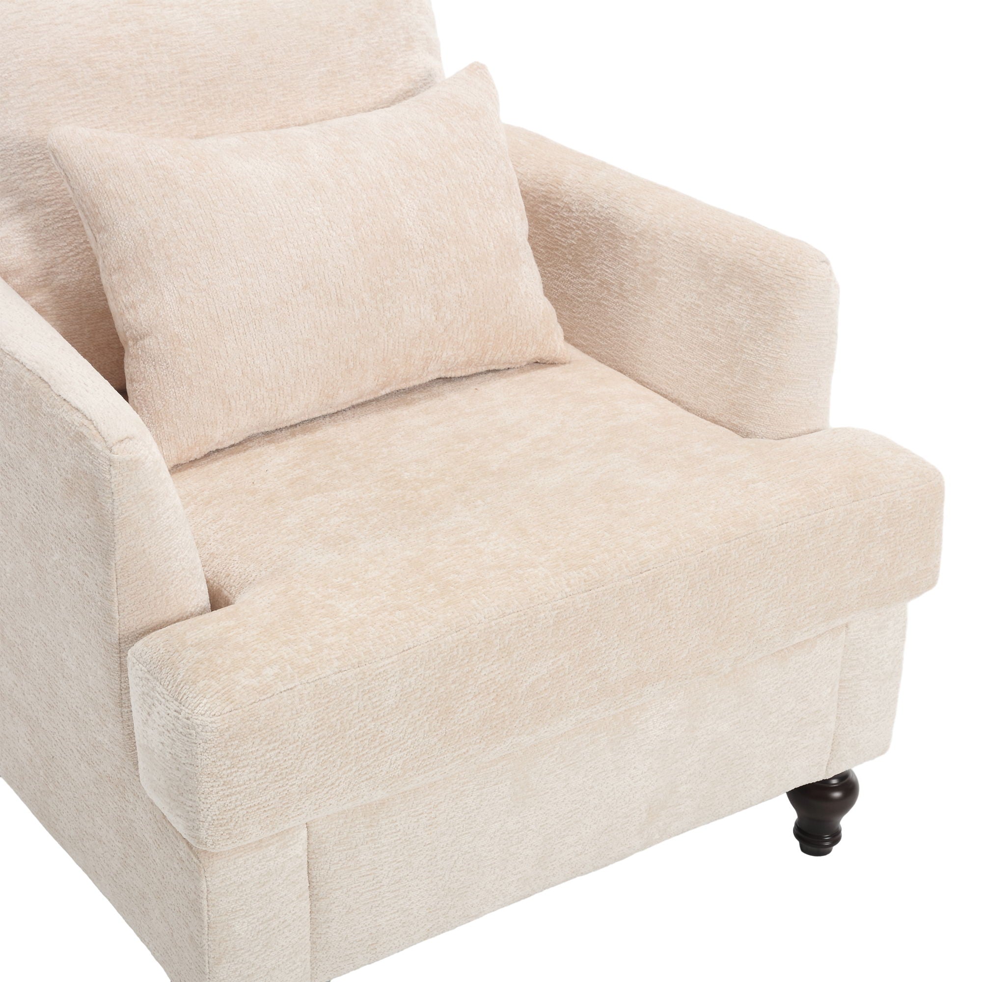 Modern Mid Century Wood Frame Armchair With Tufted Design