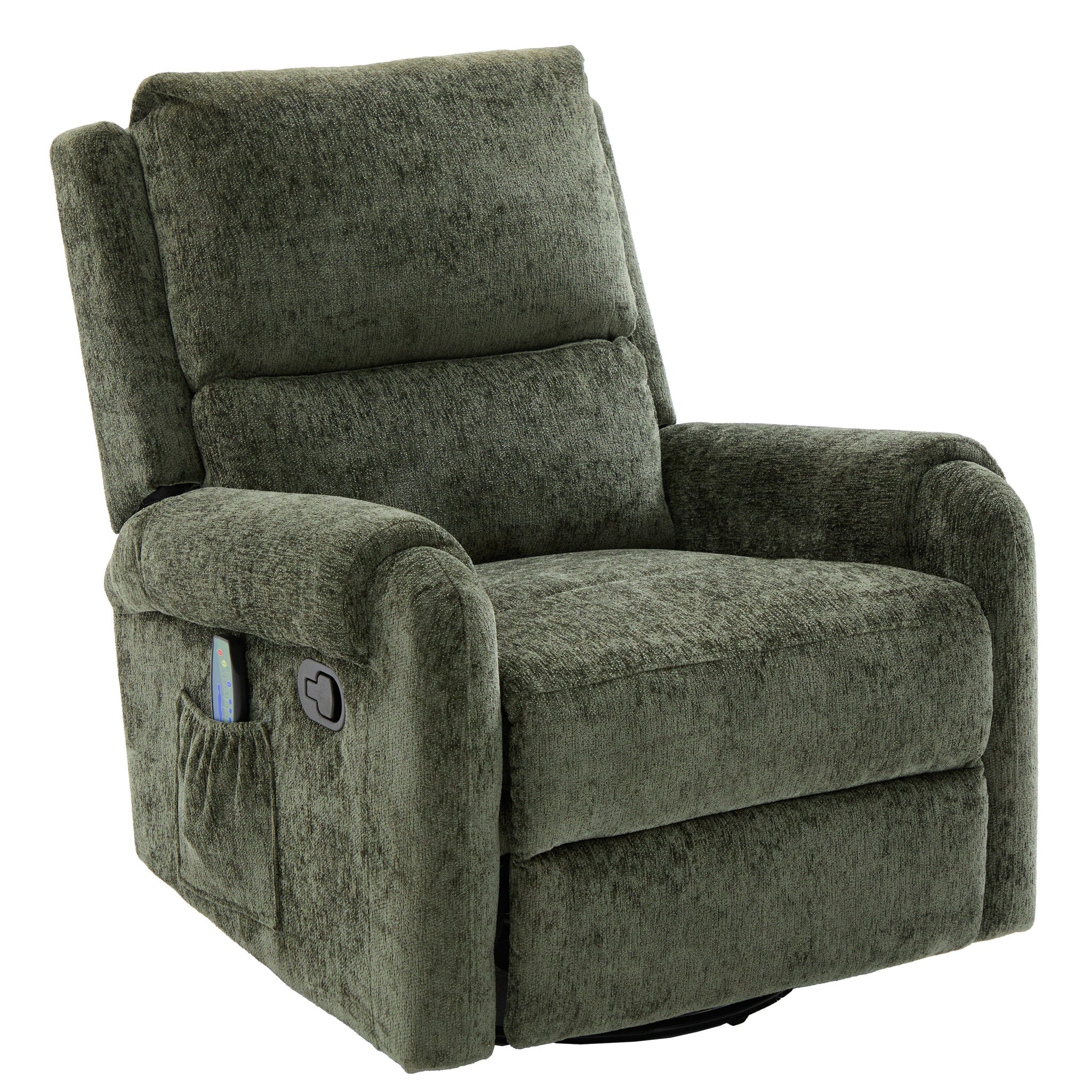 Manual Recliner Massage Chair With Swivel Rocker, 8 Massage Modes, Side Storage Pocket