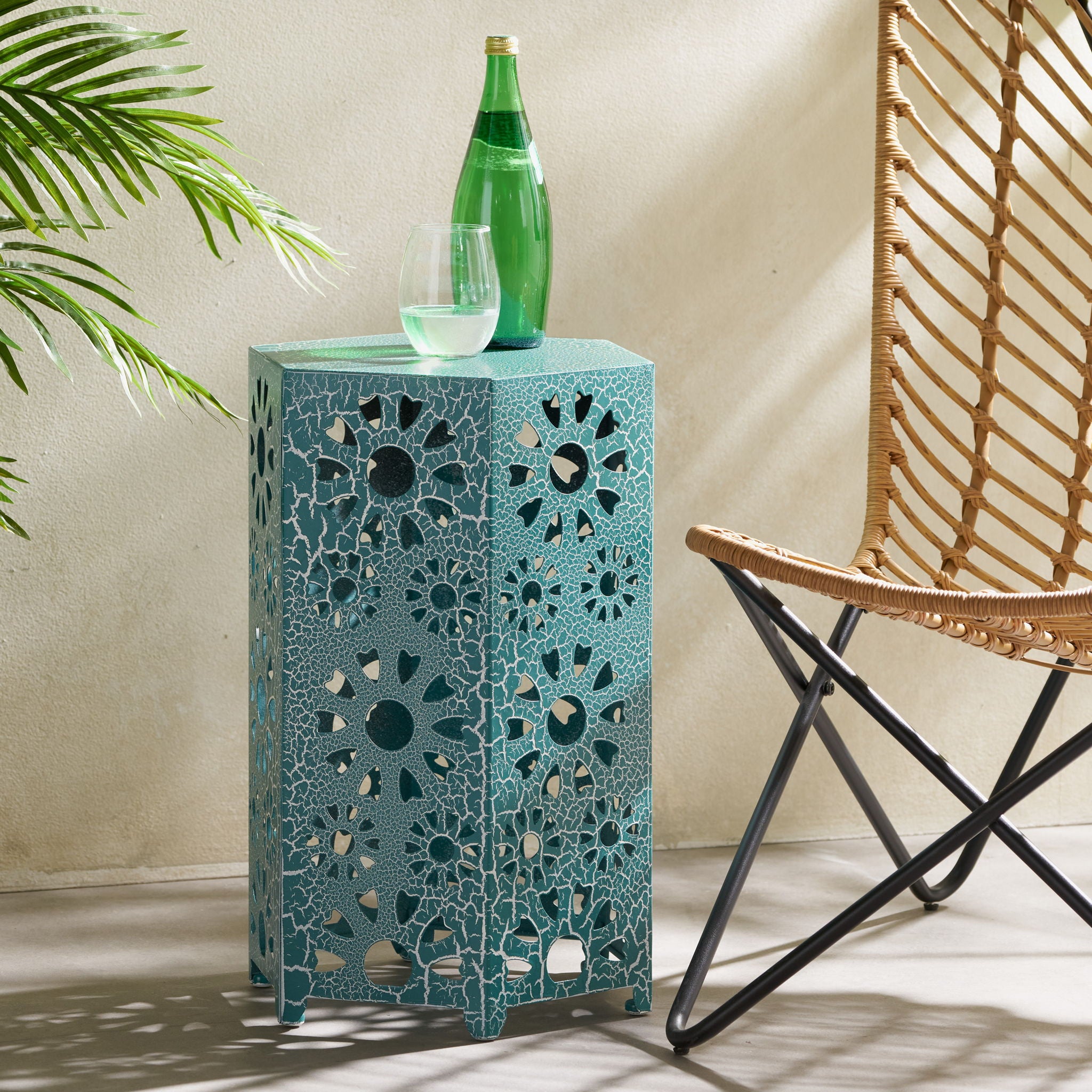 Galore - Side Table With Sunburst Cut Out Design