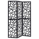 Nailan 3-Panel Room Divider Folding Screen Black Open Mosaic