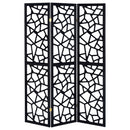 Nailan 3-Panel Room Divider Folding Screen Black Open Mosaic