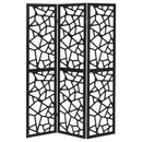 Nailan 3-Panel Room Divider Folding Screen Black Open Mosaic