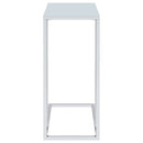 Stella White Glass Top C-Shaped Sofa Side Table Chrome