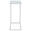Stella White Glass Top C-Shaped Sofa Side Table Chrome