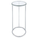 Kyle Oval Glass Top C-Shaped Sofa Side Table Chrome