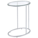 Kyle Oval Glass Top C-Shaped Sofa Side Table Chrome