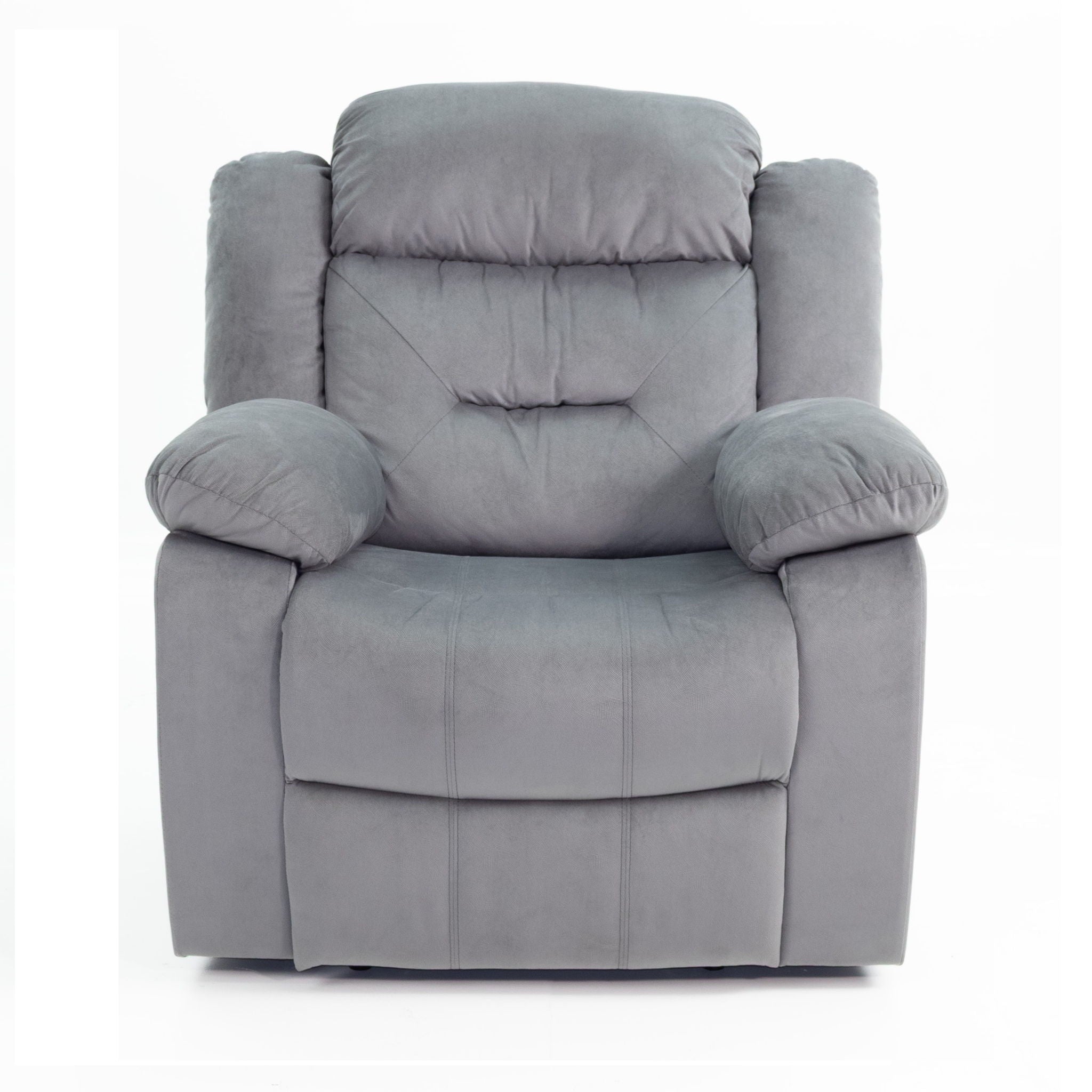 Modern Manual Recliner With Padded Seat And Pillow Arms