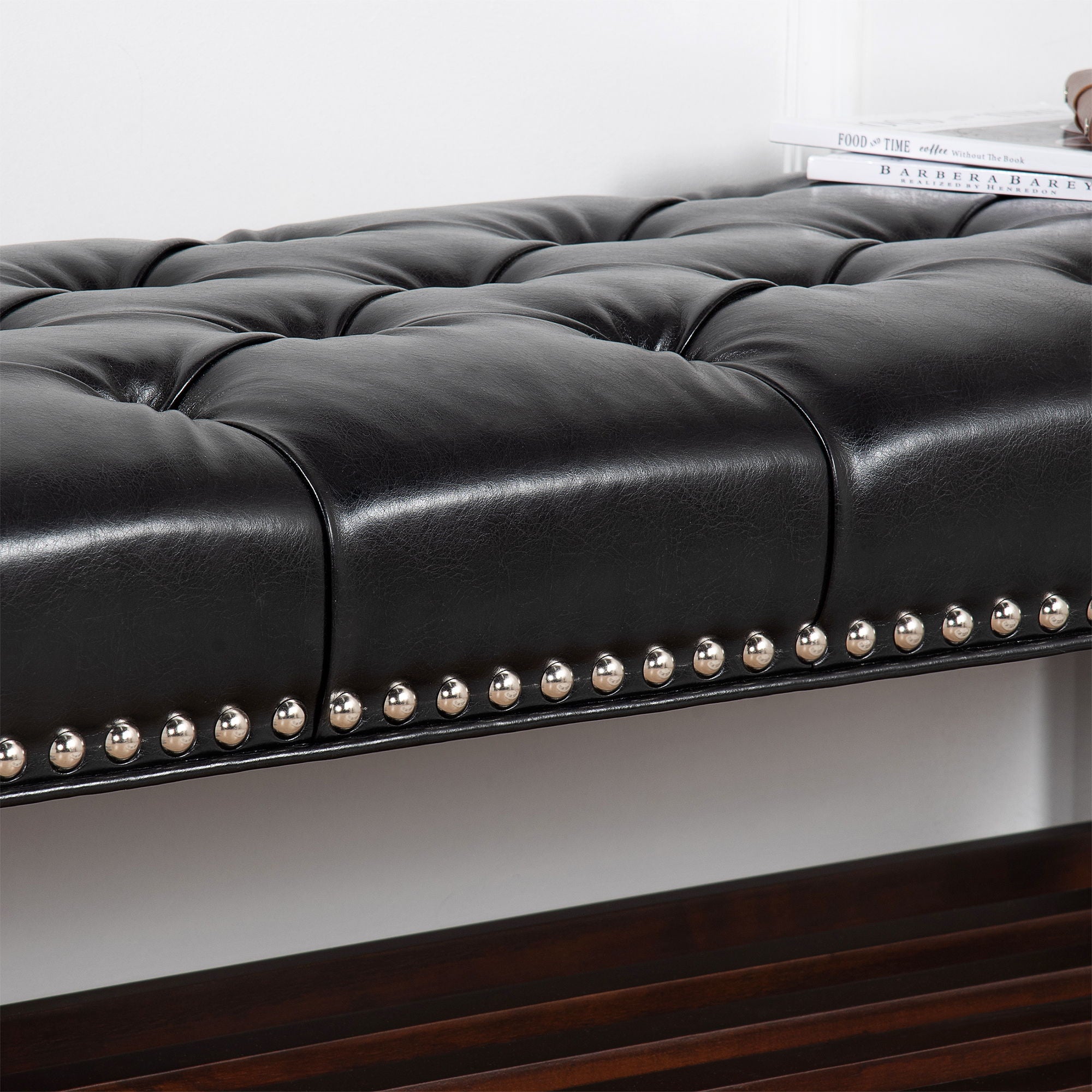 Bedroom End Of Bed Bench Tufted Upholstered End Of Bed Bench End Of Bed Entrance Shoe Bench With Nailhead Trim And Shelf Bedroom Upholstered Bench Living Room Shoe Rack Footstool