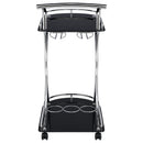 Elfman 2-tier Glass Shelf Metal Bar Cart Black and Chrome