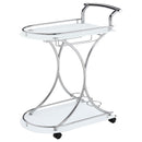 Elfman 2-tier Glass Shelf Metal Bar Cart Black and Chrome
