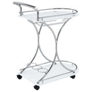 Elfman 2-tier Glass Shelf Metal Bar Cart Black and Chrome