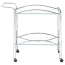 Shadix 2-tier Rectangular Glass Shelf Metal Bar Cart Chrome