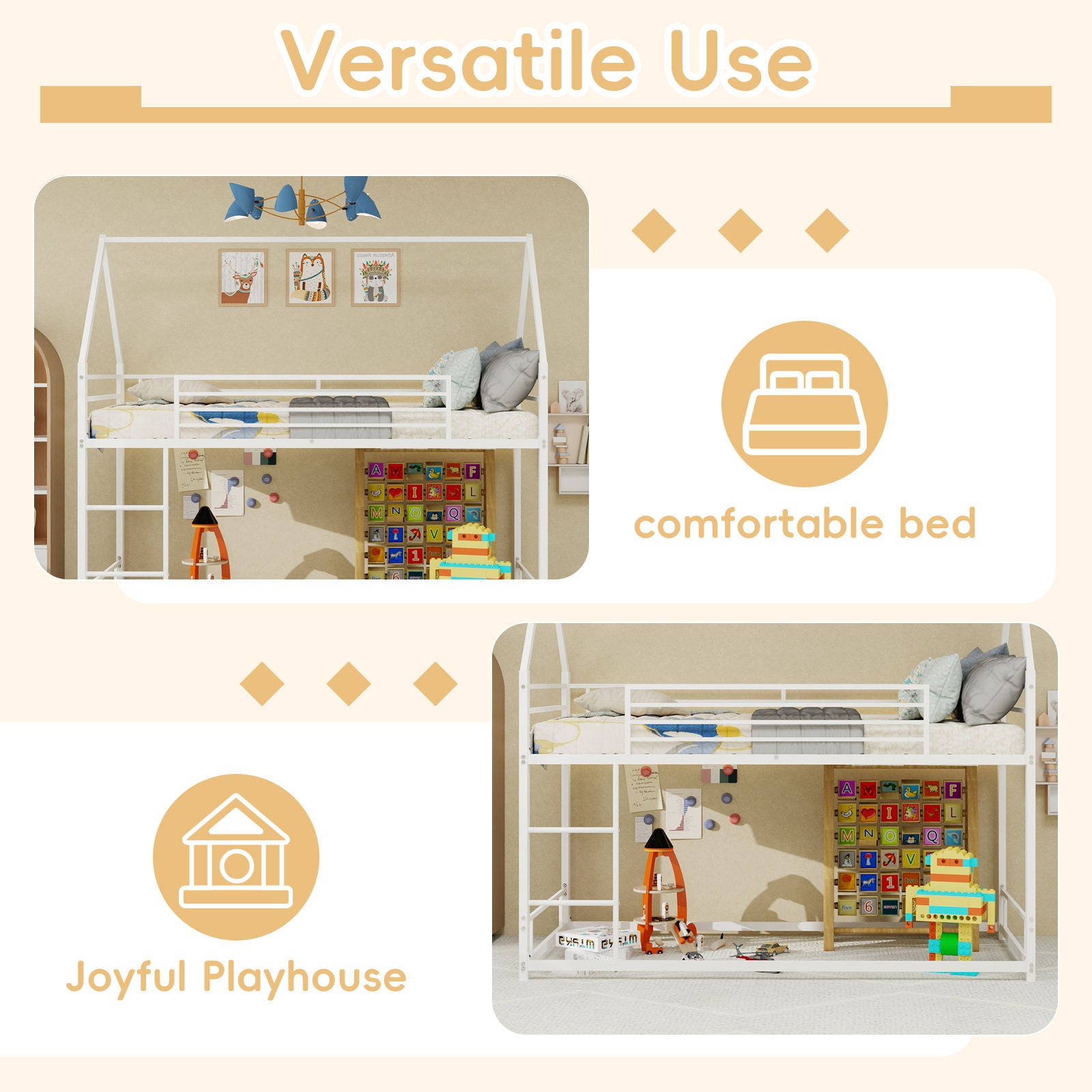 Bunk Bed With Safety Guardrails, No Box Spring Needed