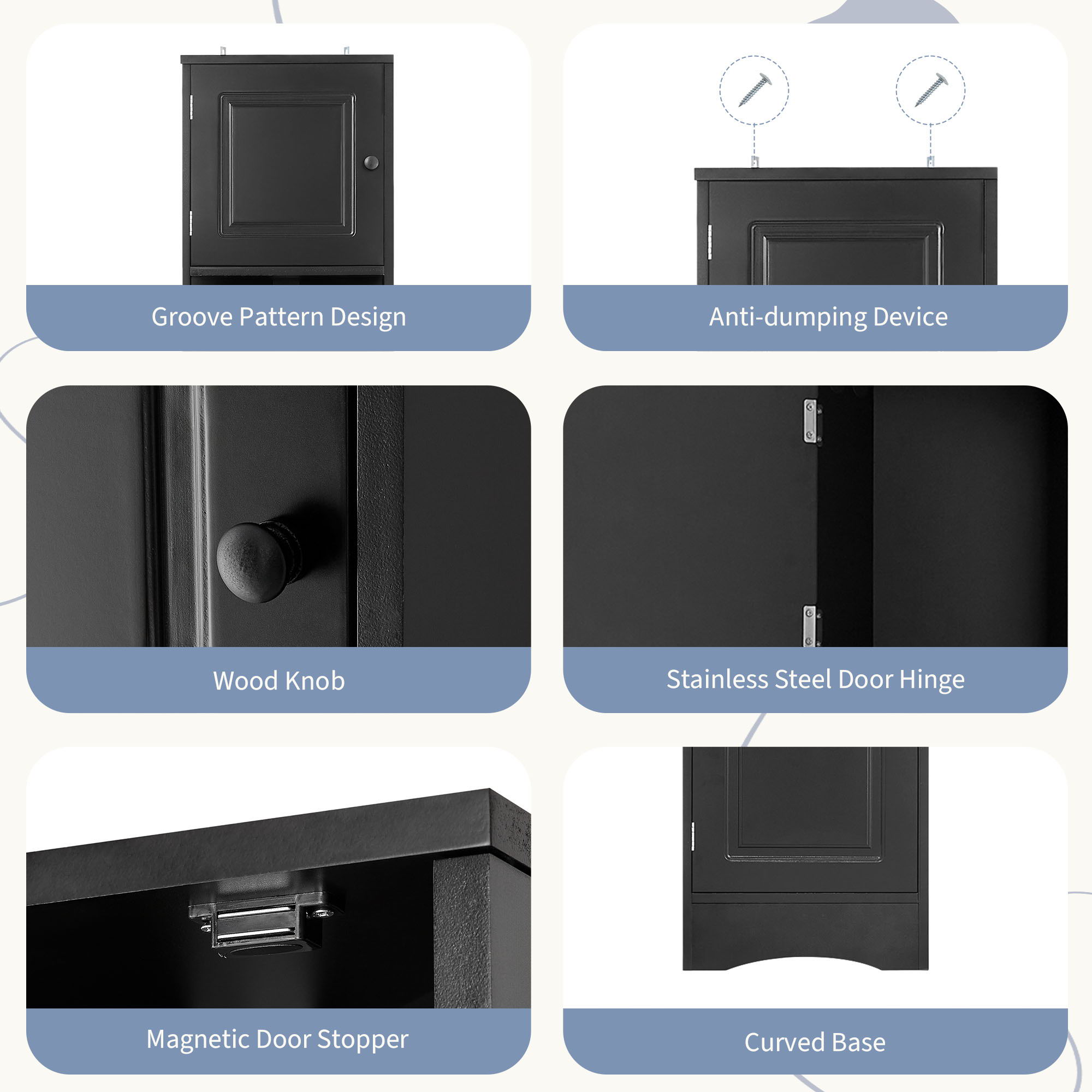 Multi Functional Corner Cabinet With Adjustable Shelves And 2 Doors