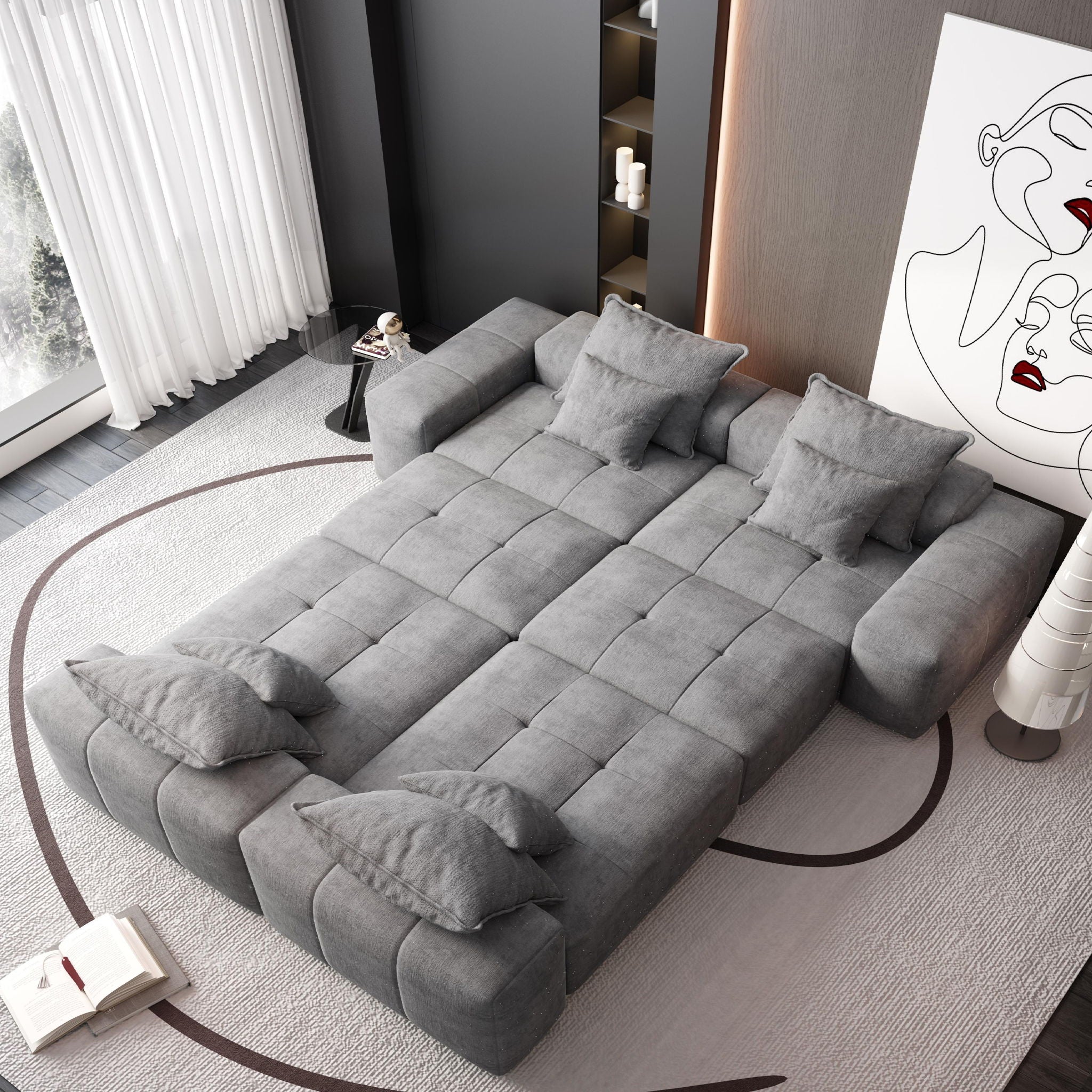 Modern Oversized, Modular Sectional Sofa With Pillows