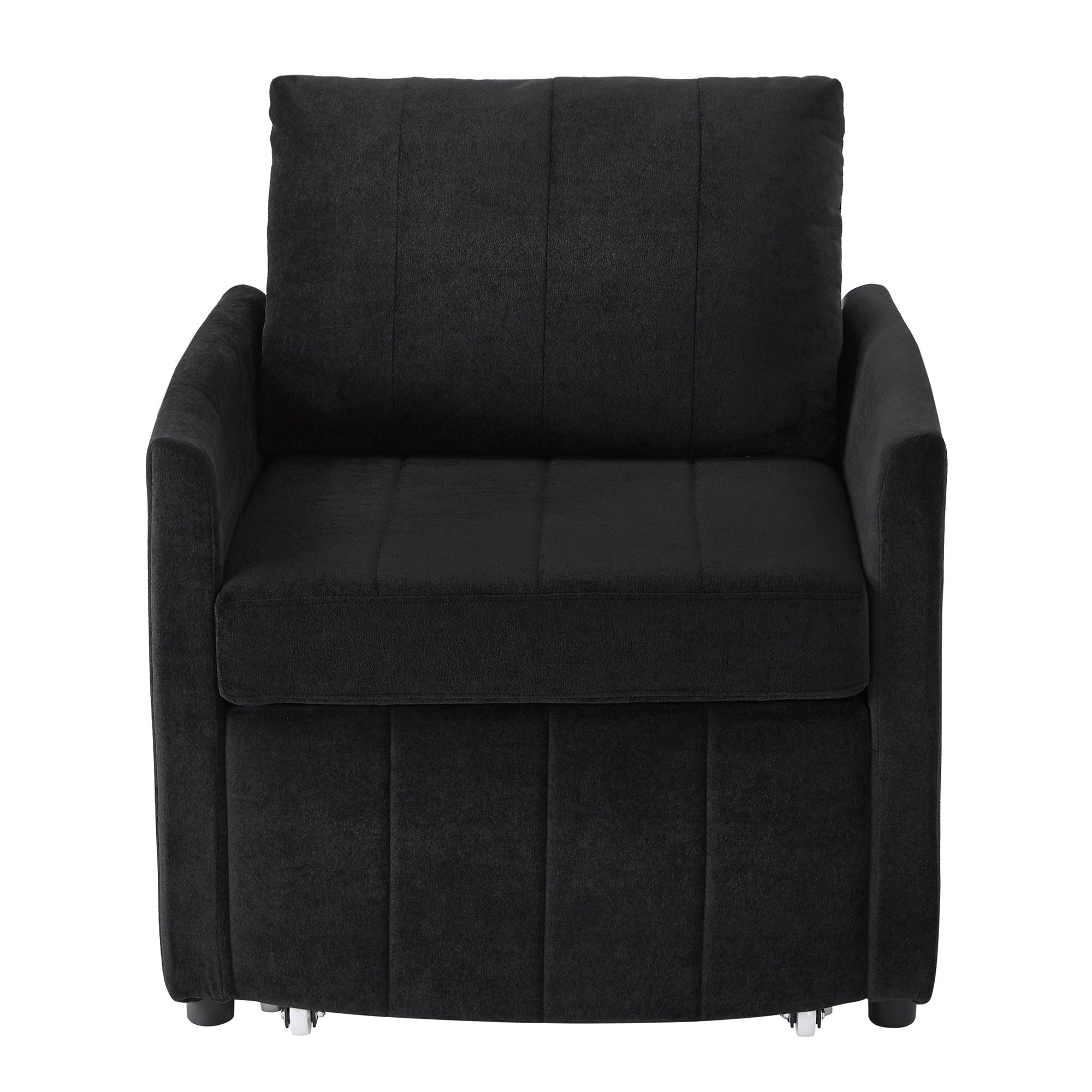 Upholstered Convertible Sleeper Sofa With 5 Position Backrest, Side Pockets, Storage