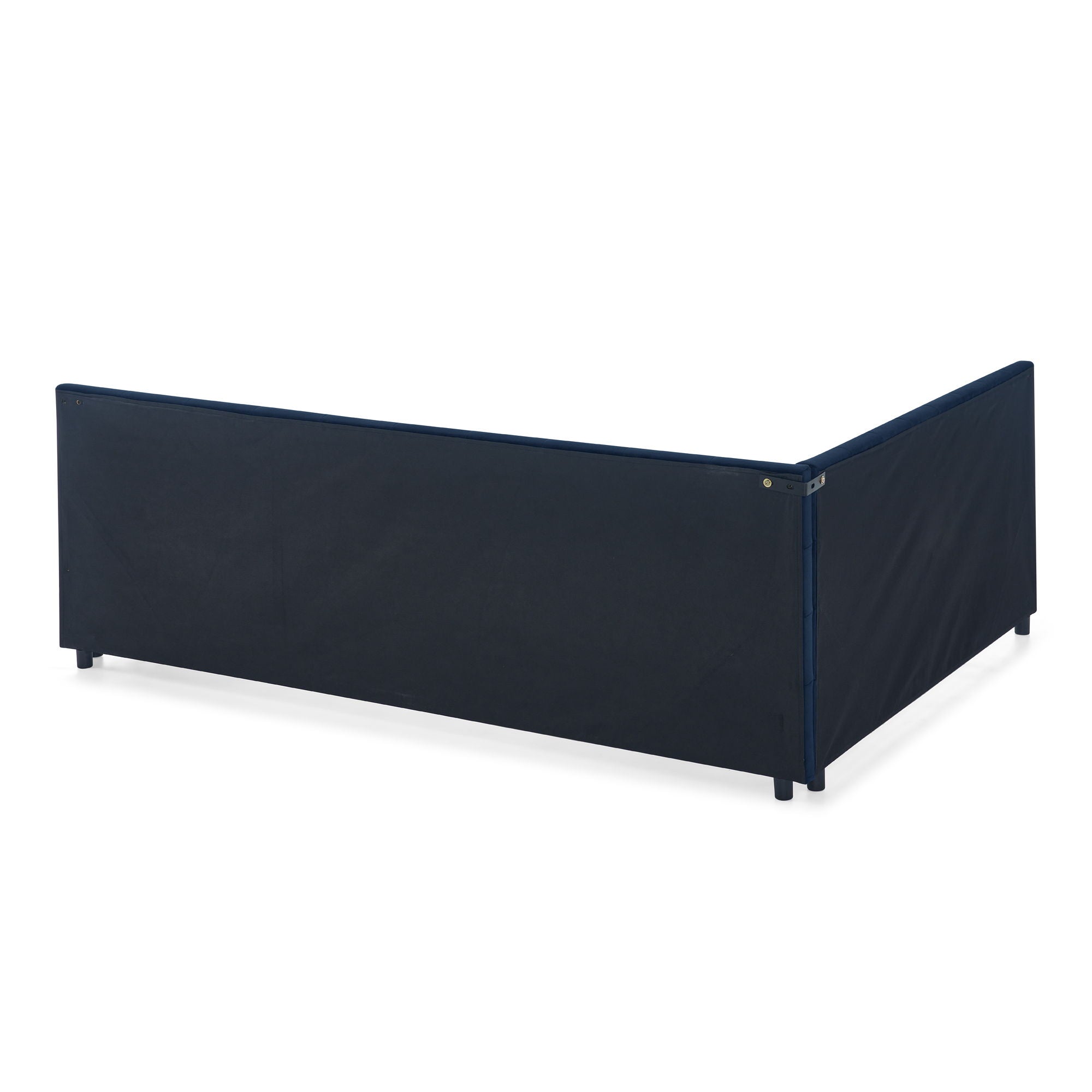 Mid-Century Storage Upholstered Tufted Bed Frame With Backrest And Armrests