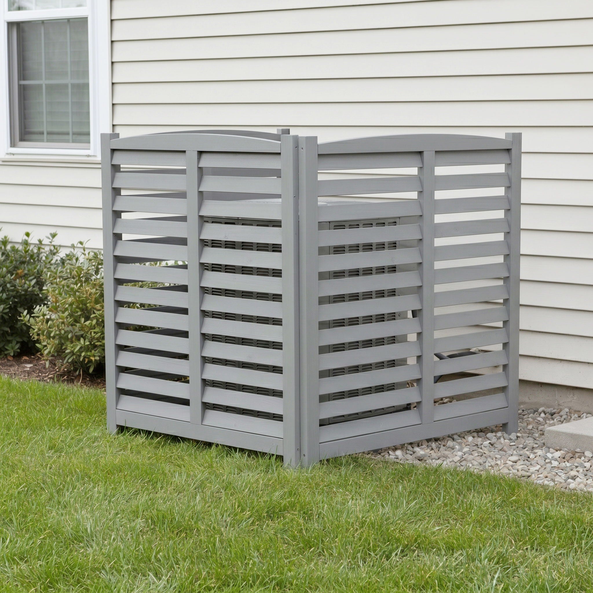 3 Panel Outdoor Wooden Air Conditioner Fence