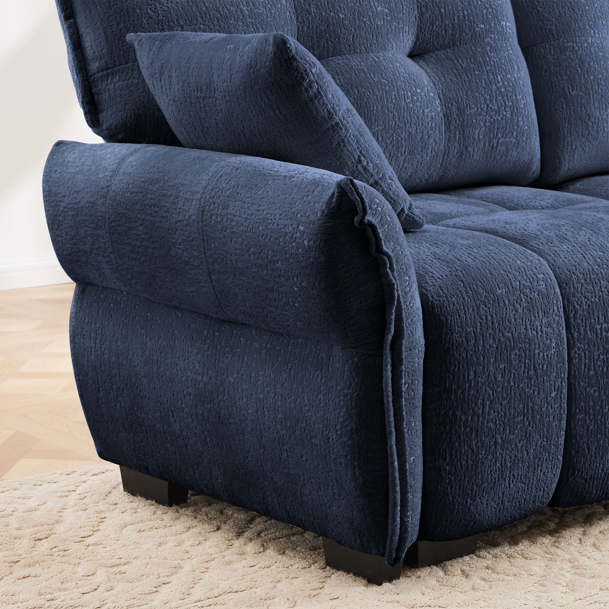 Modern Sofa & Pillows, Textured Cover, High Rebound Cushions
