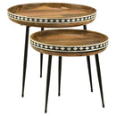 Ollie  Solid Wood Bone Inlay Nesting Table Natural