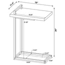 Maxwell C-shaped Side Table USB Charging Grey Faux Marble