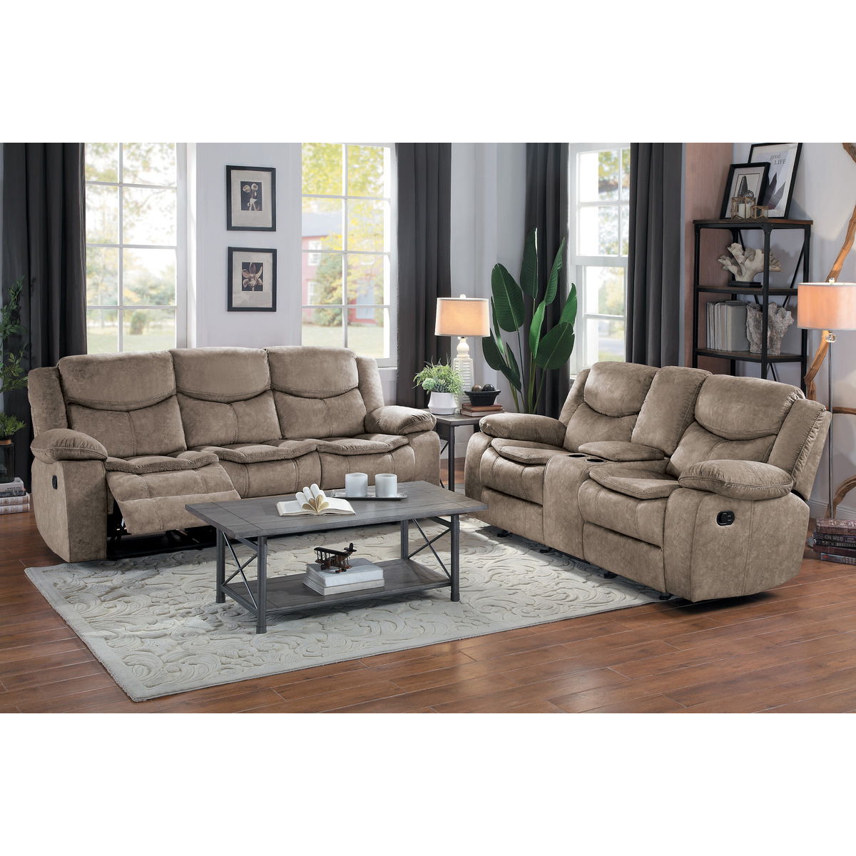 Bastrop - Double Glider Reclining Loveseat With Center Console