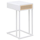 Amherst 1-drawer Radio Weave Cane Metal Side Table Black