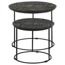 Loannis  Round Mango Wood Nesting Table Matte Black