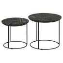 Loannis  Round Mango Wood Nesting Table Matte Black