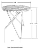 Xenia Round Bone Inlay Accent Side Table White and Gold