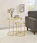 Maylin  Round Glass Top Nesting Table Set Gold