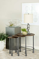 Deja  Round Nesting Table Set Natural and Gunmetal