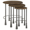 Deja  Round Nesting Table Set Natural and Gunmetal