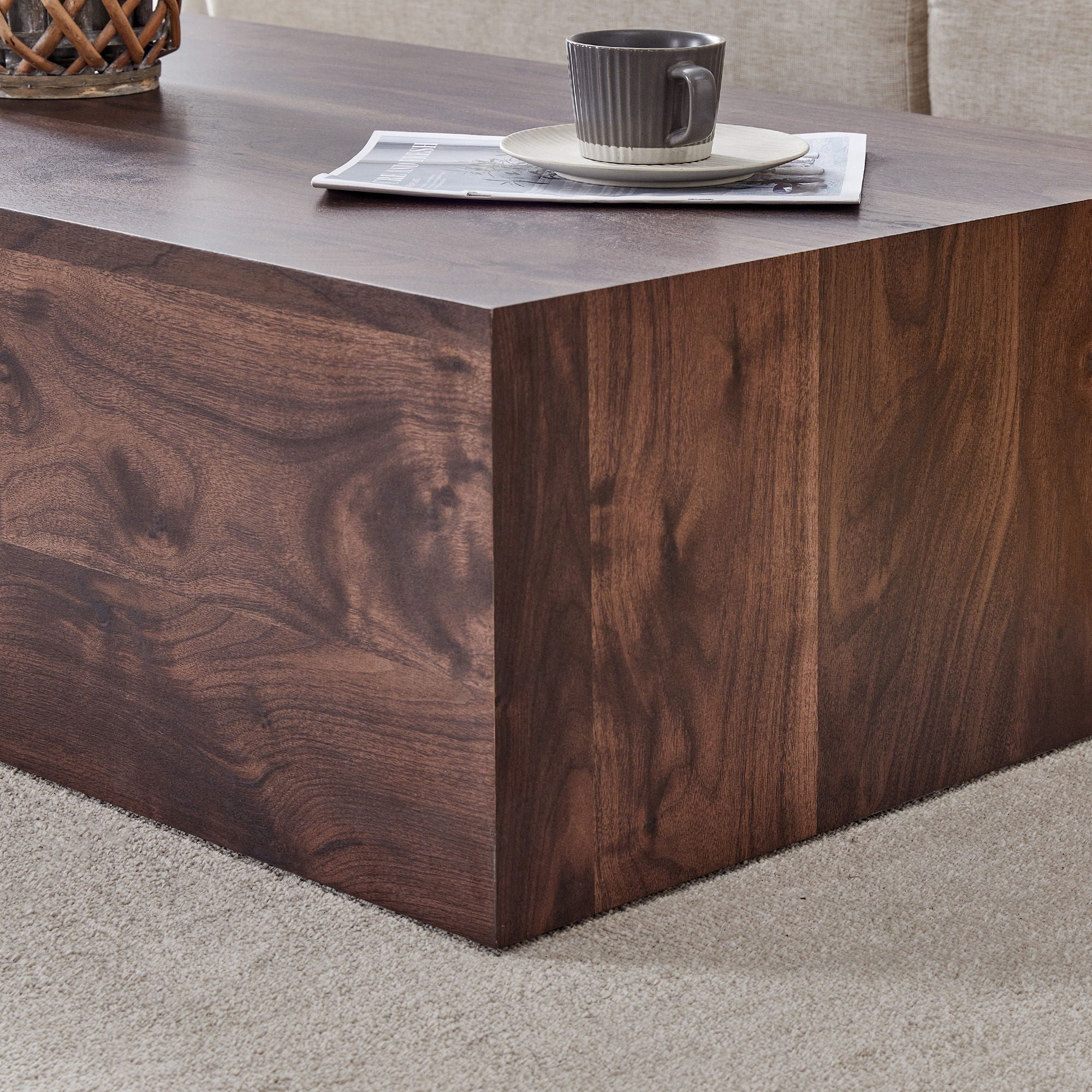 Modern Coffee Table With Light Wood Texture Pattern