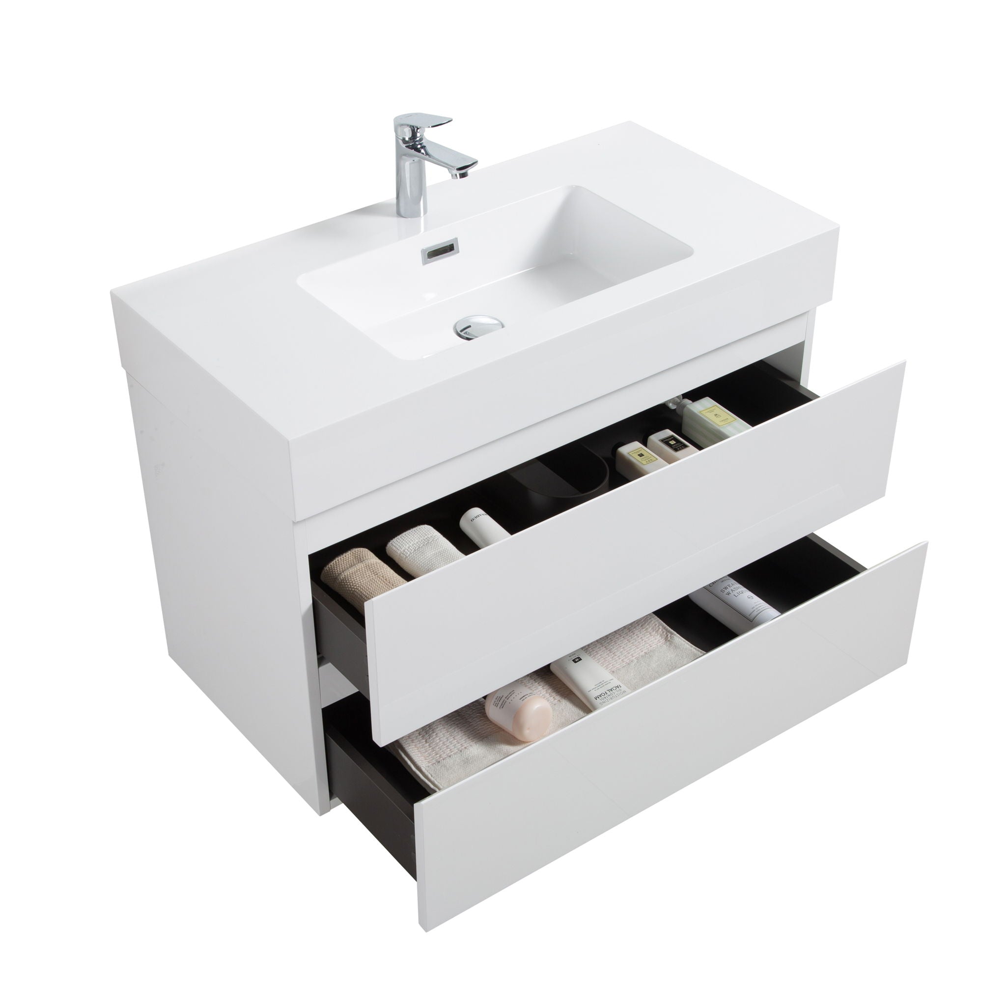 Alice - Bathroom Vanity With Large Storage, Sink, Wall Mounted